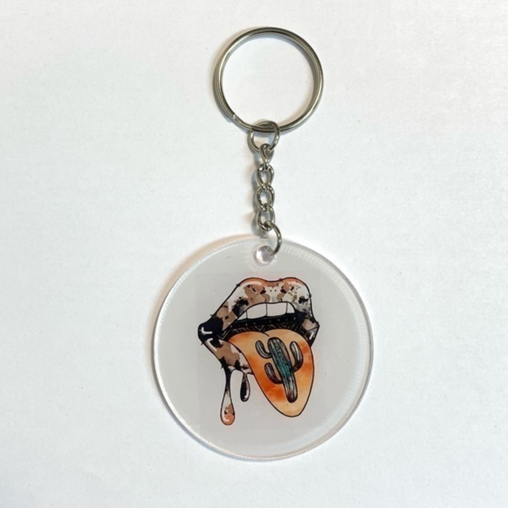 Cactus southern lips keychain purse charm new